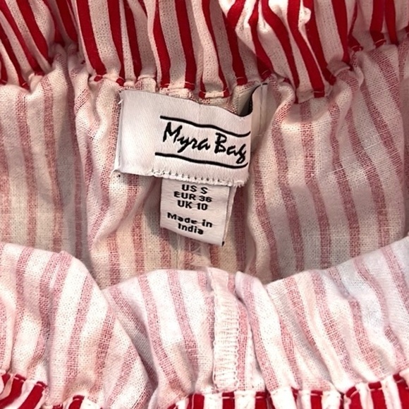 Myra Bag,ADORABLE Red/White Striped Cropped Pants,Elastic-Waist,Nautical,Size S - Picture 4 of 13